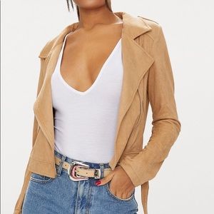 Faux Suede Biker Jacket